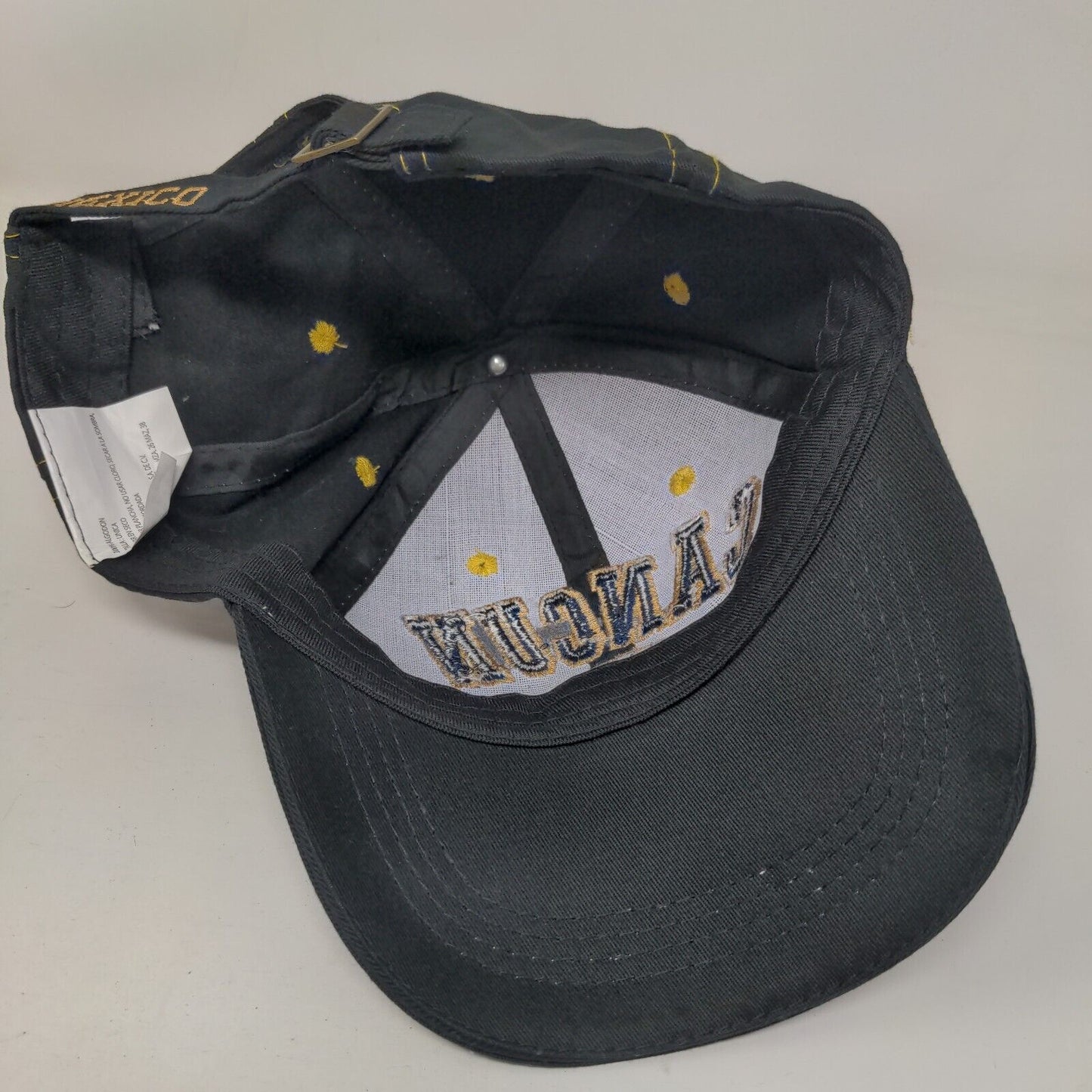Cancun Baja-Mexico Slideback Hat Black One Size Adjustable Embroidered Cotton
