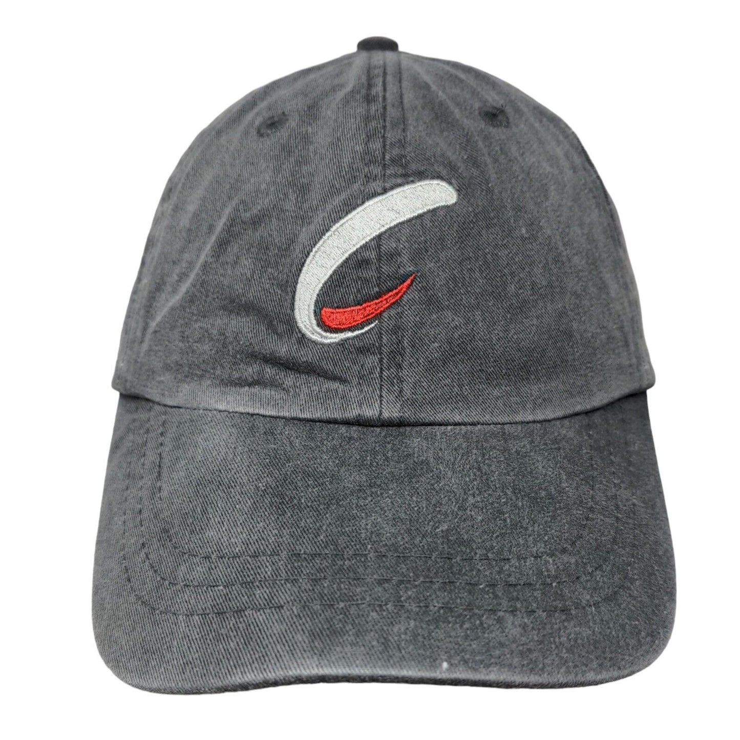 Adams Slideback Hat Gray One Size Embroidered Logo Leather Strap Lined