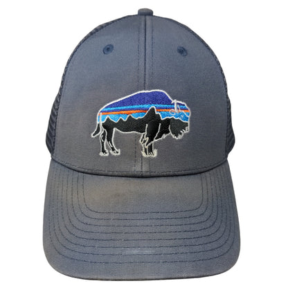 Patagonia Men's Snapback Mesh Back Hat Blue Embroidered Buffalo Logo