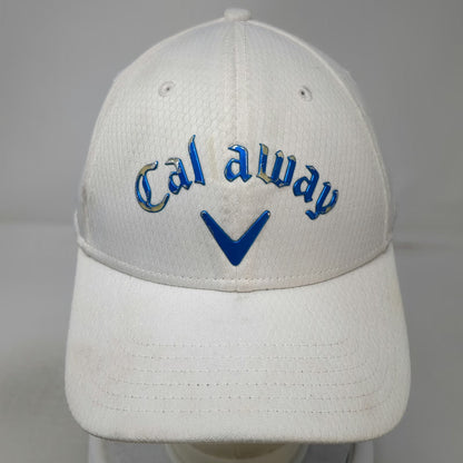 Callaway Baseball Cap White One Size Strapback Textured Blue Logo Golf Hat