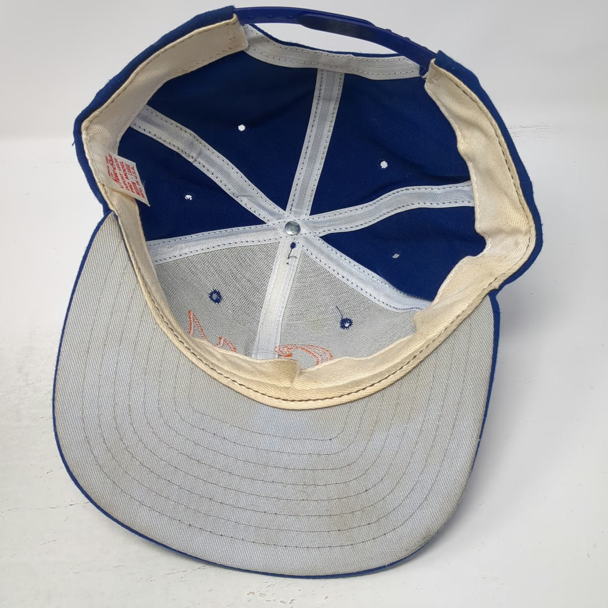 New Era Snapback Hat Blue L CM Logo Pro Model Made USA Flat Brim Vintage