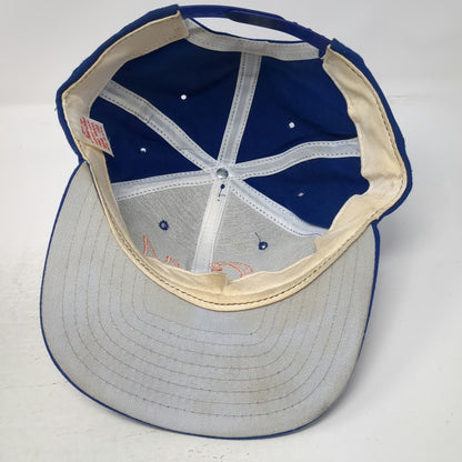 New Era Snapback Hat Blue L CM Logo Pro Model Made USA Flat Brim Vintage