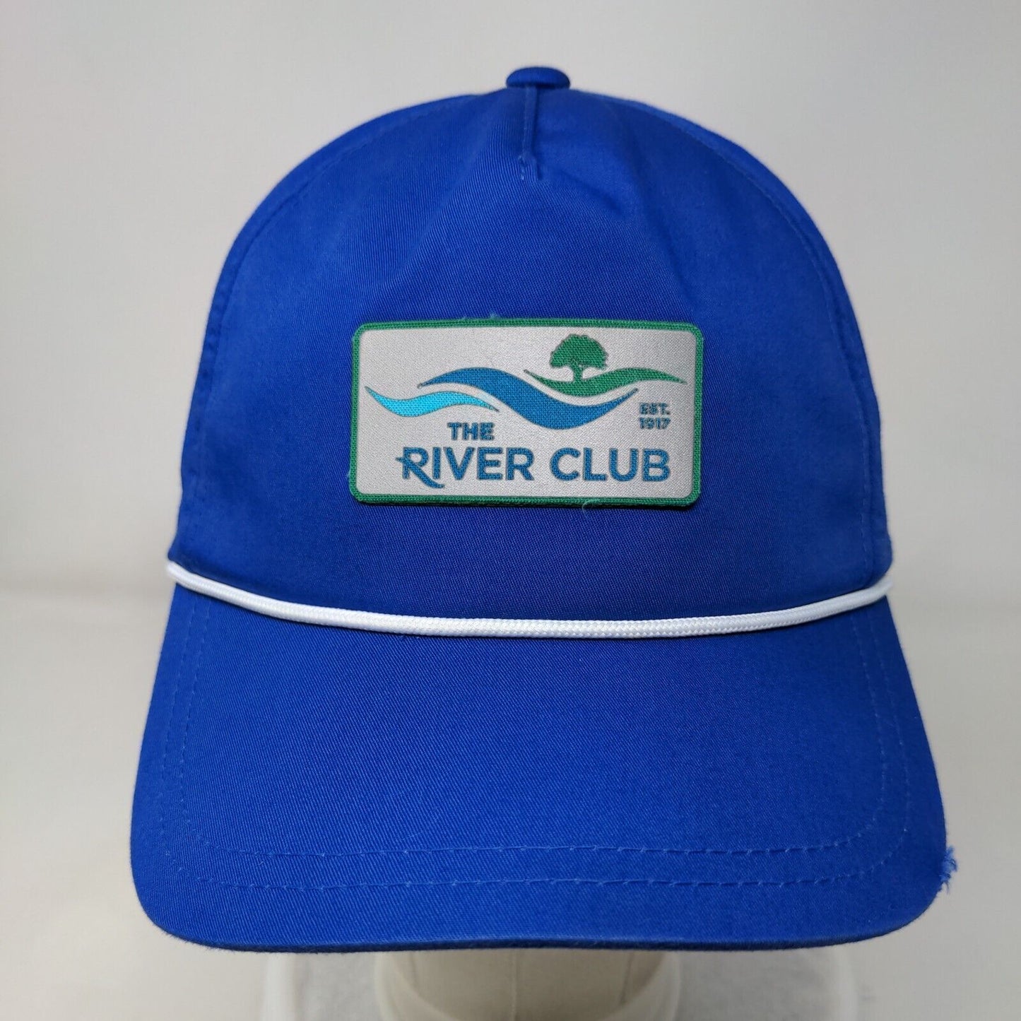 The River Club Patch Strapback Rope Hat Blue One Size American Needle