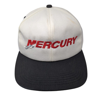 Mercury Snapback Hat White One Size Adjustable Embroidered Vented Holes 6 Panel