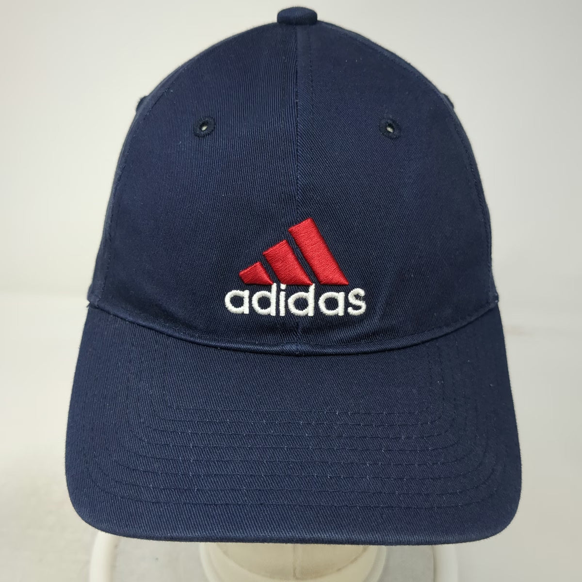 Adidas Baseball Cap Blue M Climalite Stretch Fit Embroidered Logo 6 Panel Hat