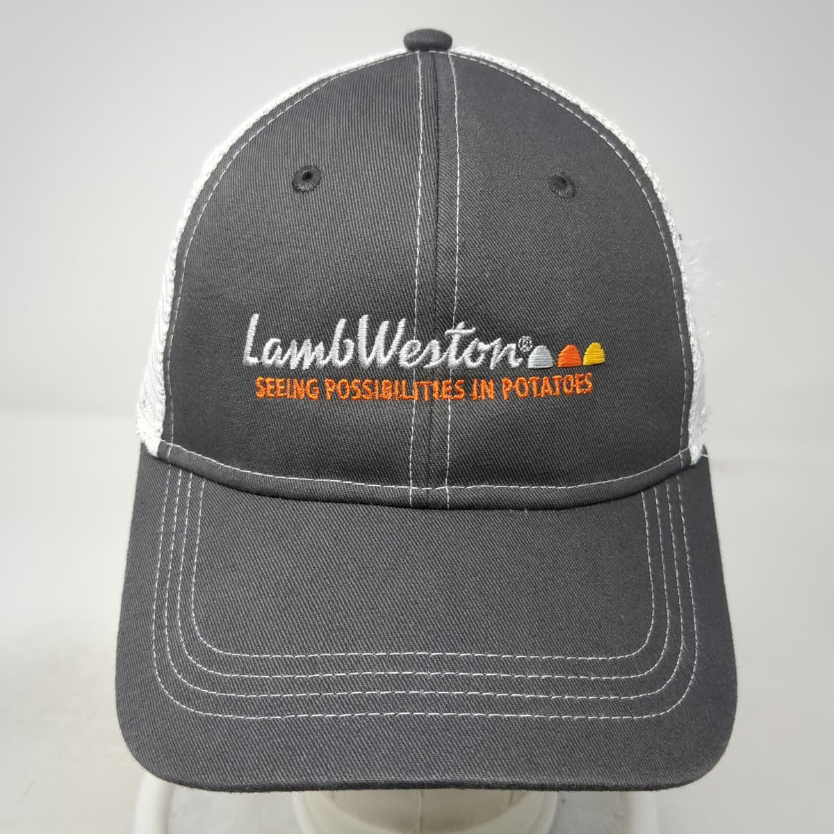 Cap America Baseball Cap Gray One Size Lamb Weston Potato Logo Mesh Back Hat