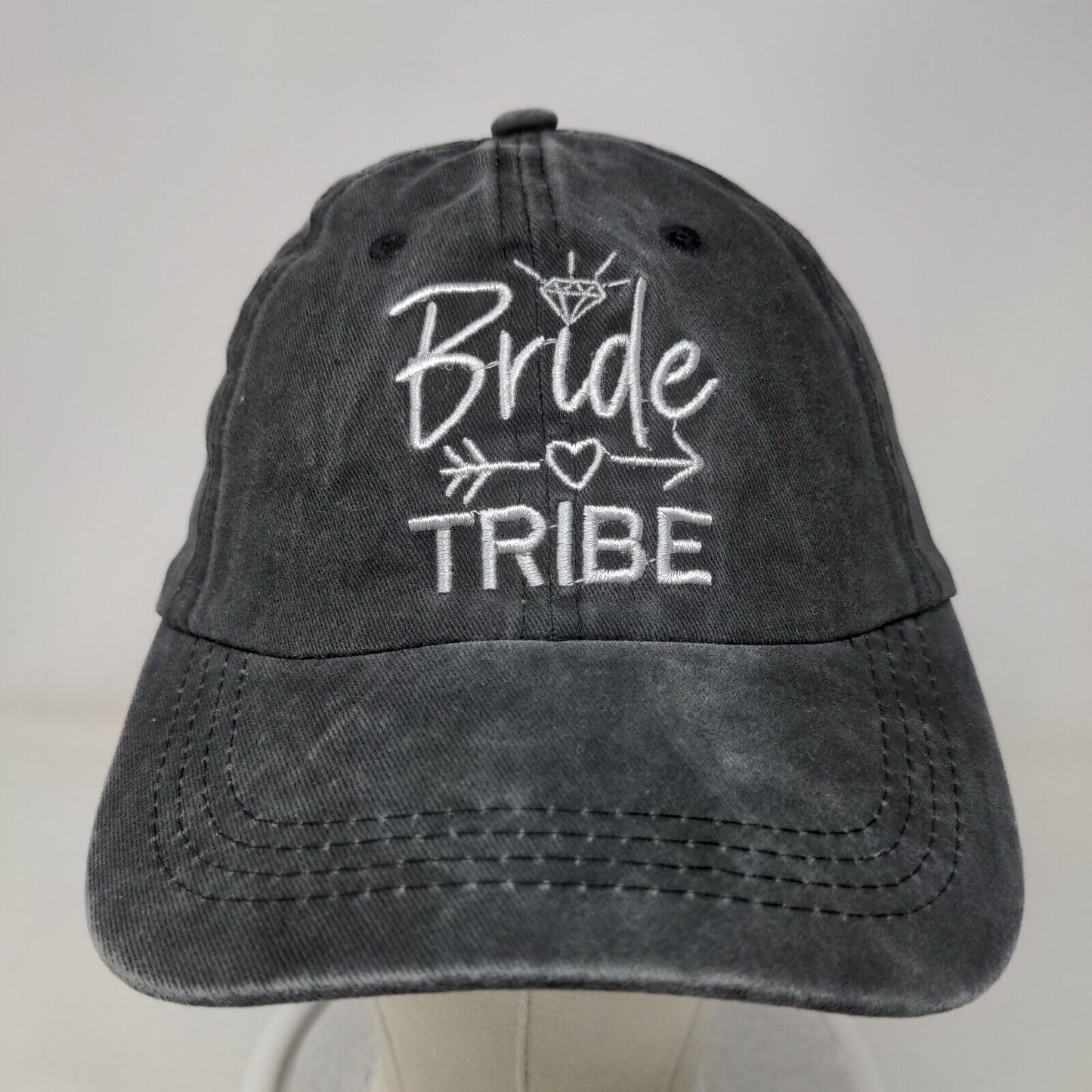 Bride Tribe Slideback Hat Gray One Size Embroidered Adjustable Cotton