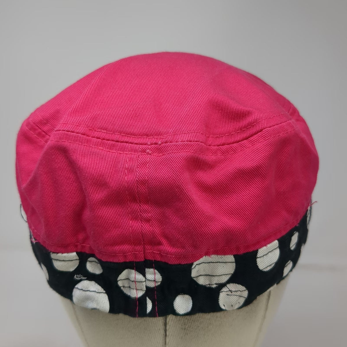 Kbethos Army Cap Pink OSFM Rhinestone Bow Polka Dot Distressed Cadet Hat Bling