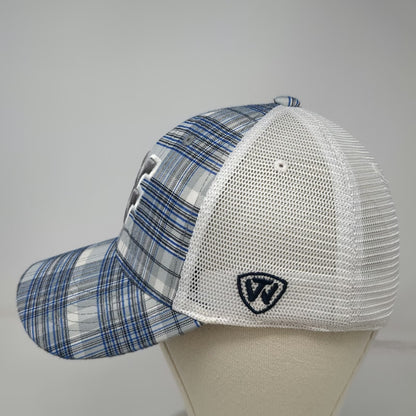 West Virginia Mountaineers NCAA Top of the World Hat Gray Blue OSFM Plaid Mesh