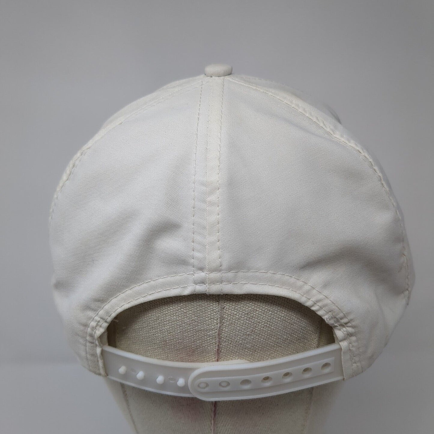 Bottom Line Snapback Hat White One Size Adjustable Embroidered 6 Panel Rope