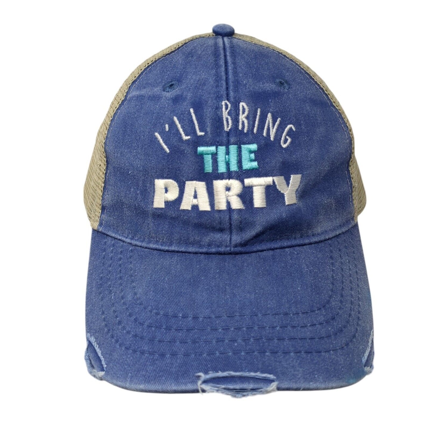 I'll Bring The Party Snapback Trucker Hat Multicolor OS Mesh Back Distressed