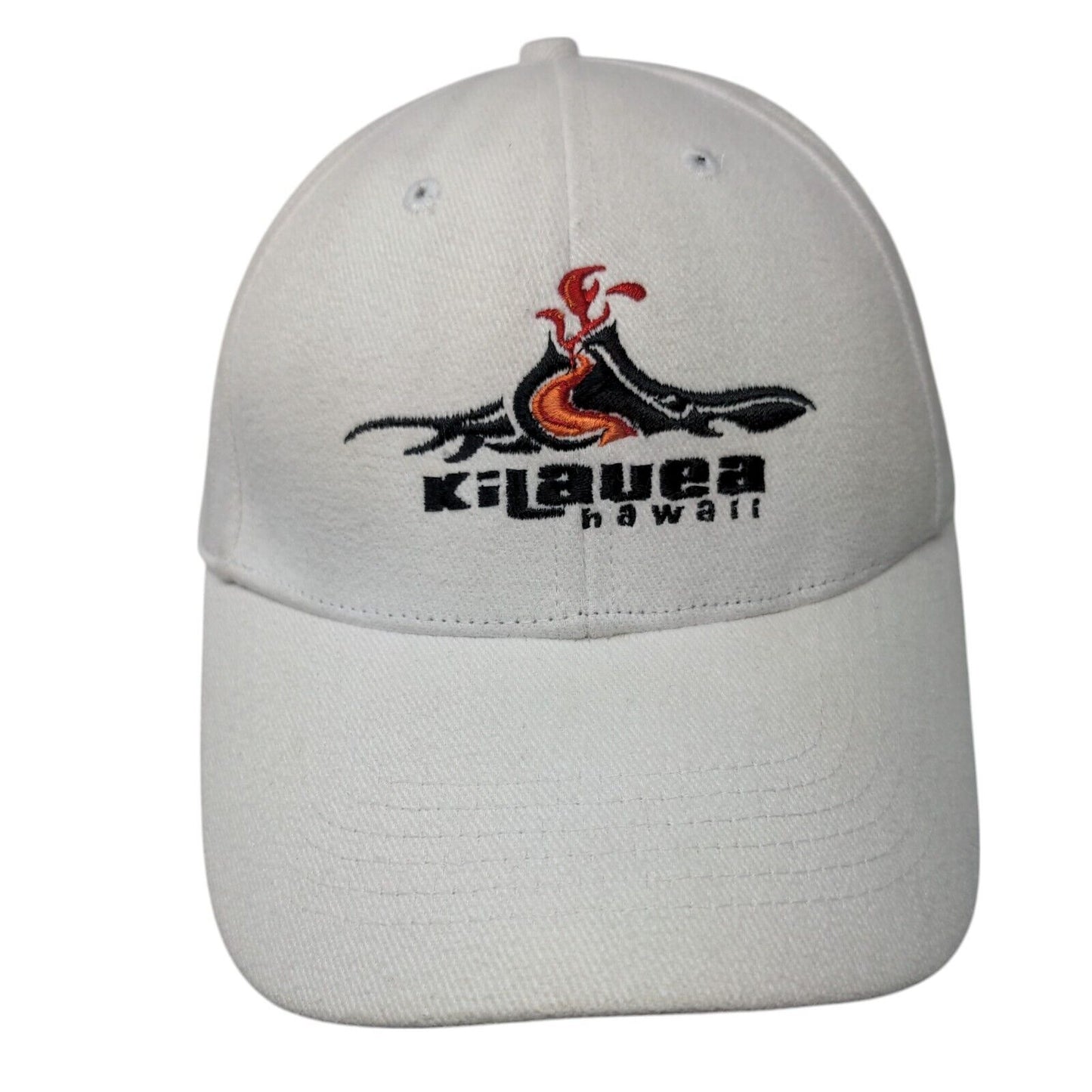 Kilauea Hawaii Strapback Hat White One Size Embroidered Hawaiian Headwear
