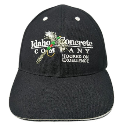 Hoxer Baseball Cap Black One Size Idaho Concrete Company Fishing Fly US Flag Hat