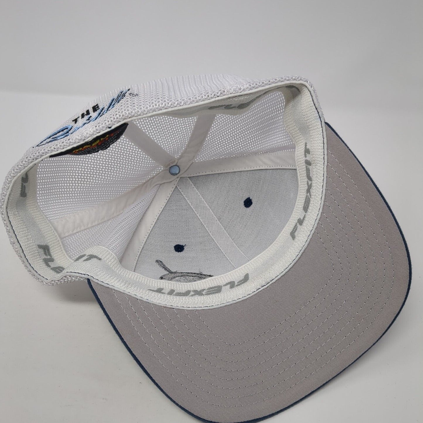 The Griddle Fitted Mesh Back Trucker Hat Blue One Size Flexfit Yupoong