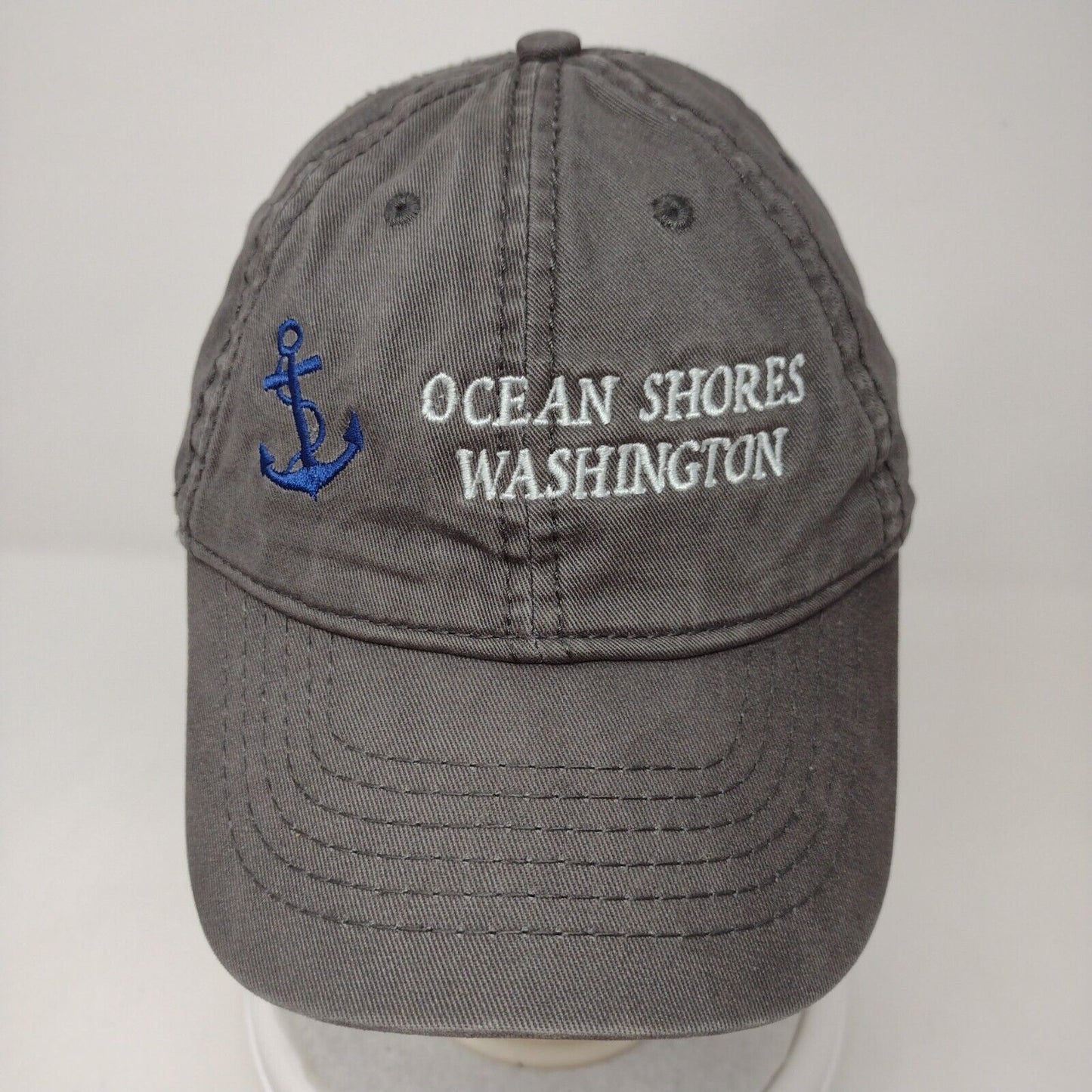 Ocean Shores Washington Strapback Hat Gray OSFA Embroidered Jacobson
