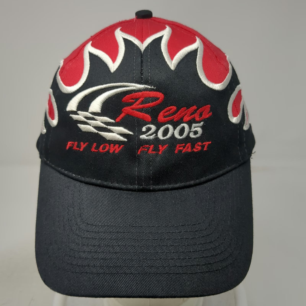 Otto Baseball Cap Black Red One Size Reno 2005 Fly Low Fly Fast Flames Hat