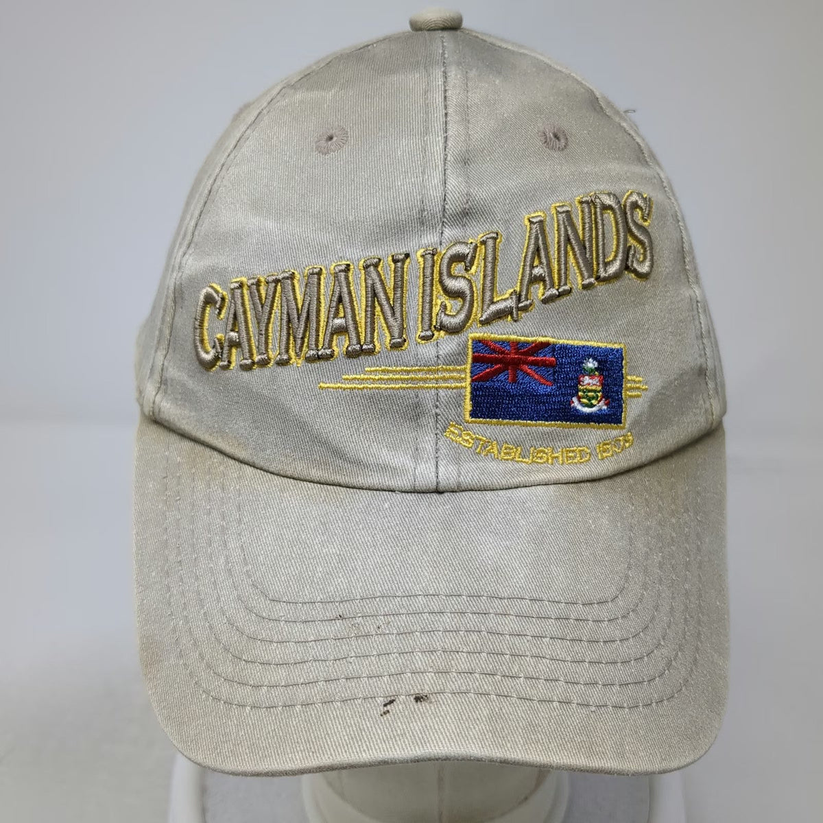 Eagle Crest Cayman Islands Flag Hat Beige One Size Baseball Cap Slideback Cotton