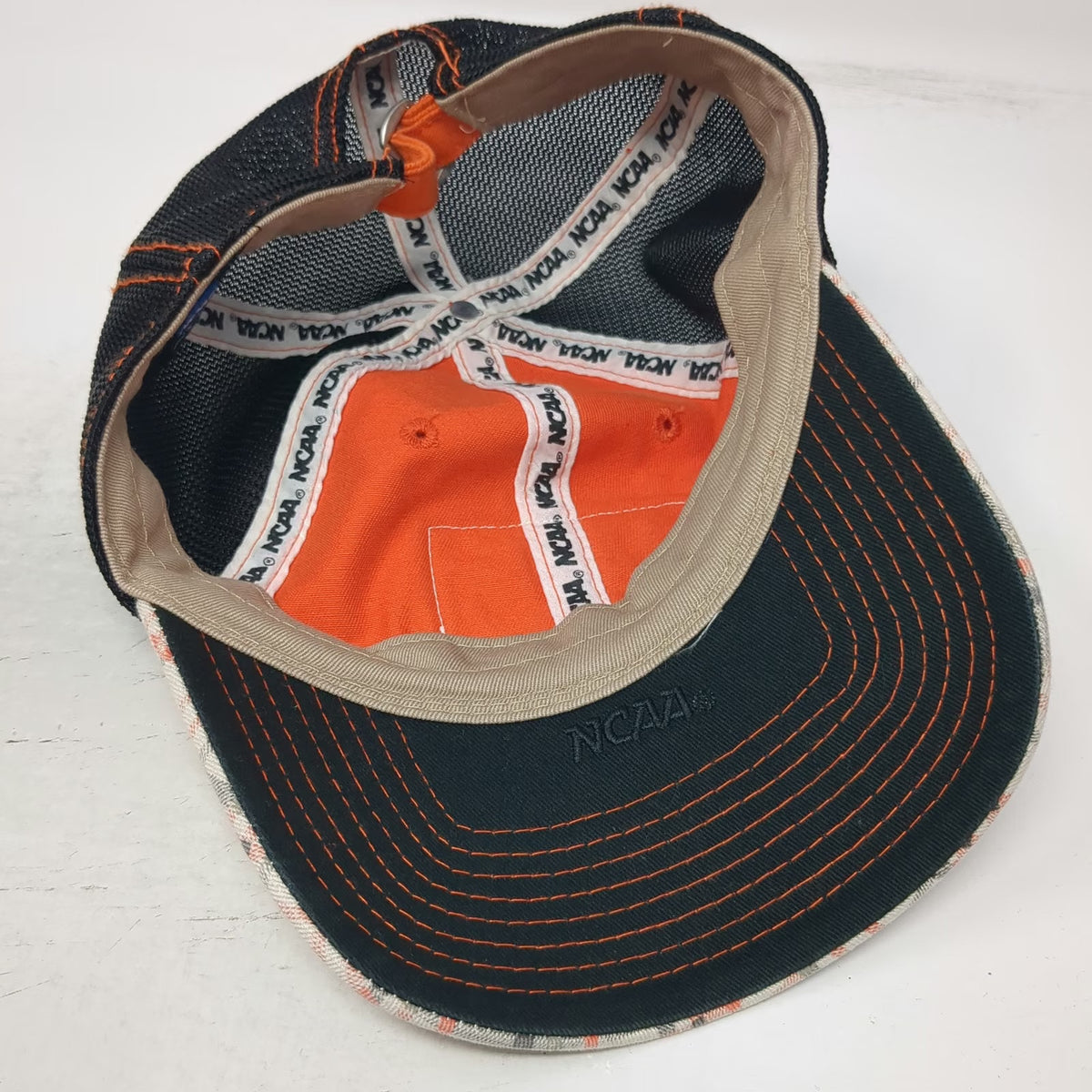 Signatures NCAA Oregon State OSU Orange Black White OS Mesh Plaid Patch Cap Hat