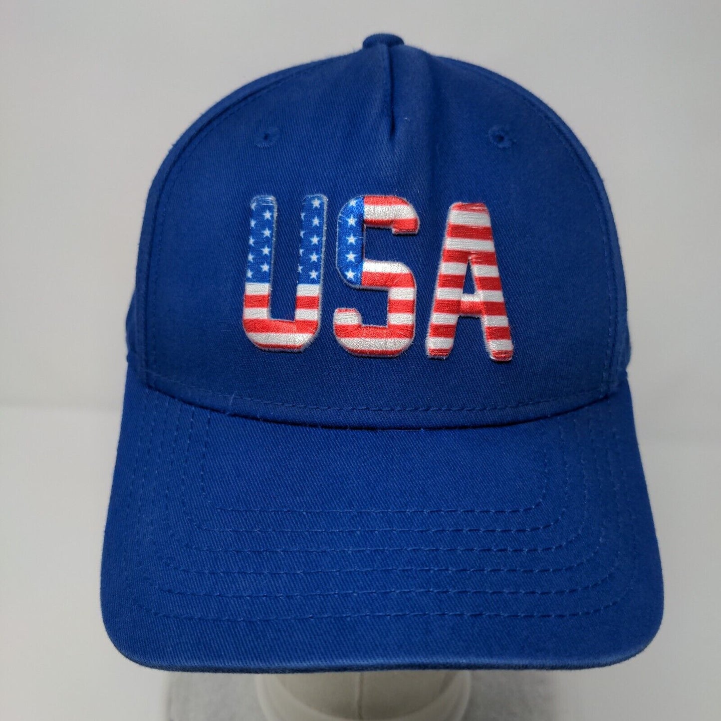 USA Snapback Hat Blue OSFM Adjustable Embroidered Patriotic Free Authority