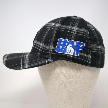 Hurley Baseball Cap Black One Size UAF Alaska Fairbanks Plaid Stretch Fit Hat