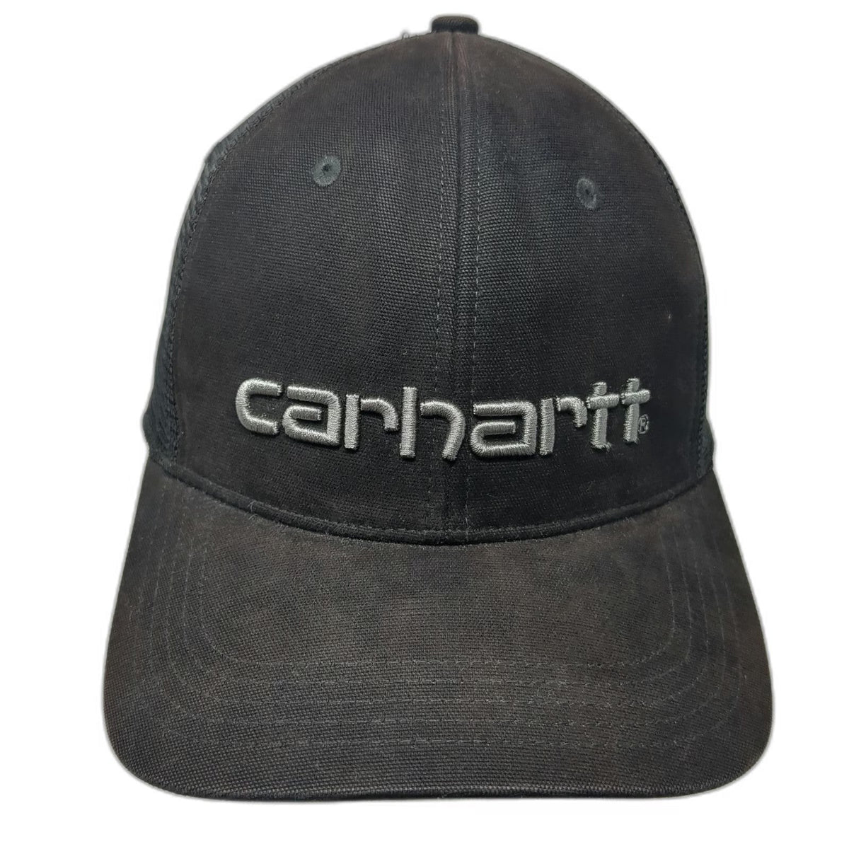 Carhartt Trucker Hat Black Gray One Size Snapback Mesh Embroidered Canvas Logo