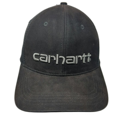 Carhartt Trucker Hat Black Gray One Size Snapback Mesh Embroidered Canvas Logo