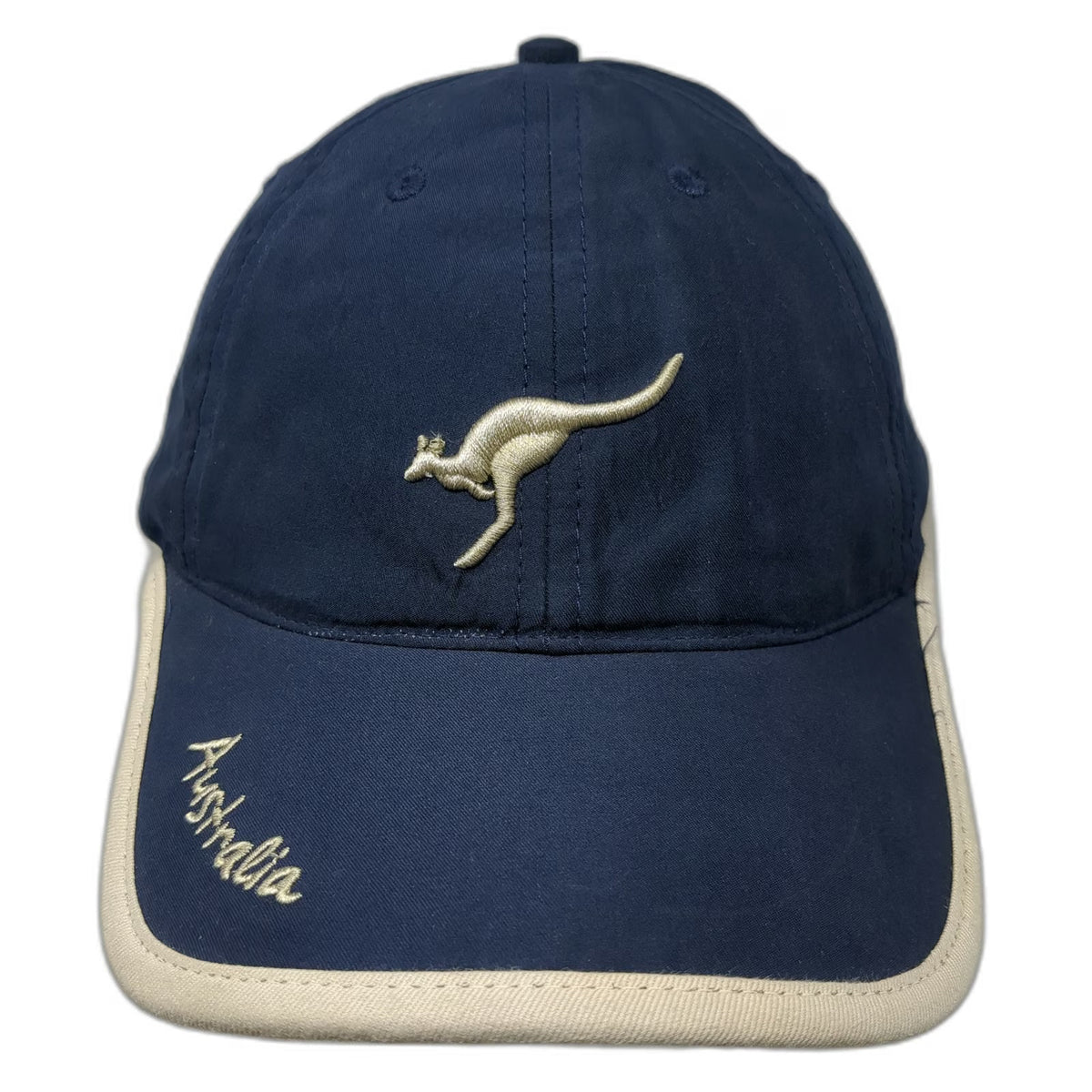 Blue One Size Baseball Cap Australia Kangaroo Embroidered Piping Script Hat