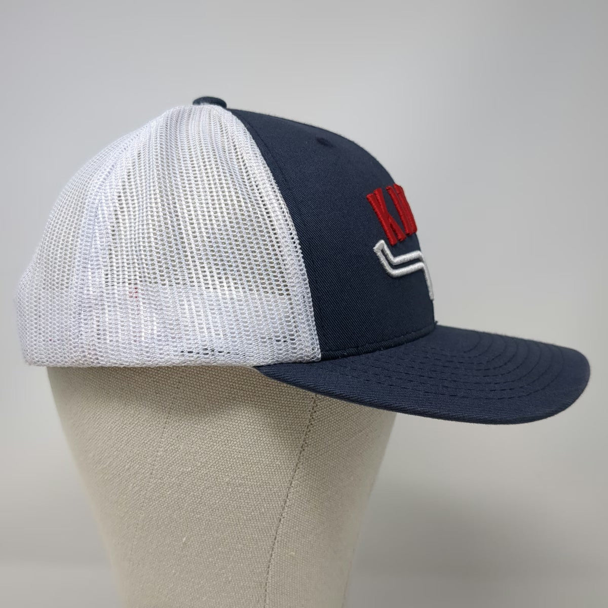 Kimes Ranch Trucker Hat Blue White Red One Size Snapback Mesh Embroidered Logo