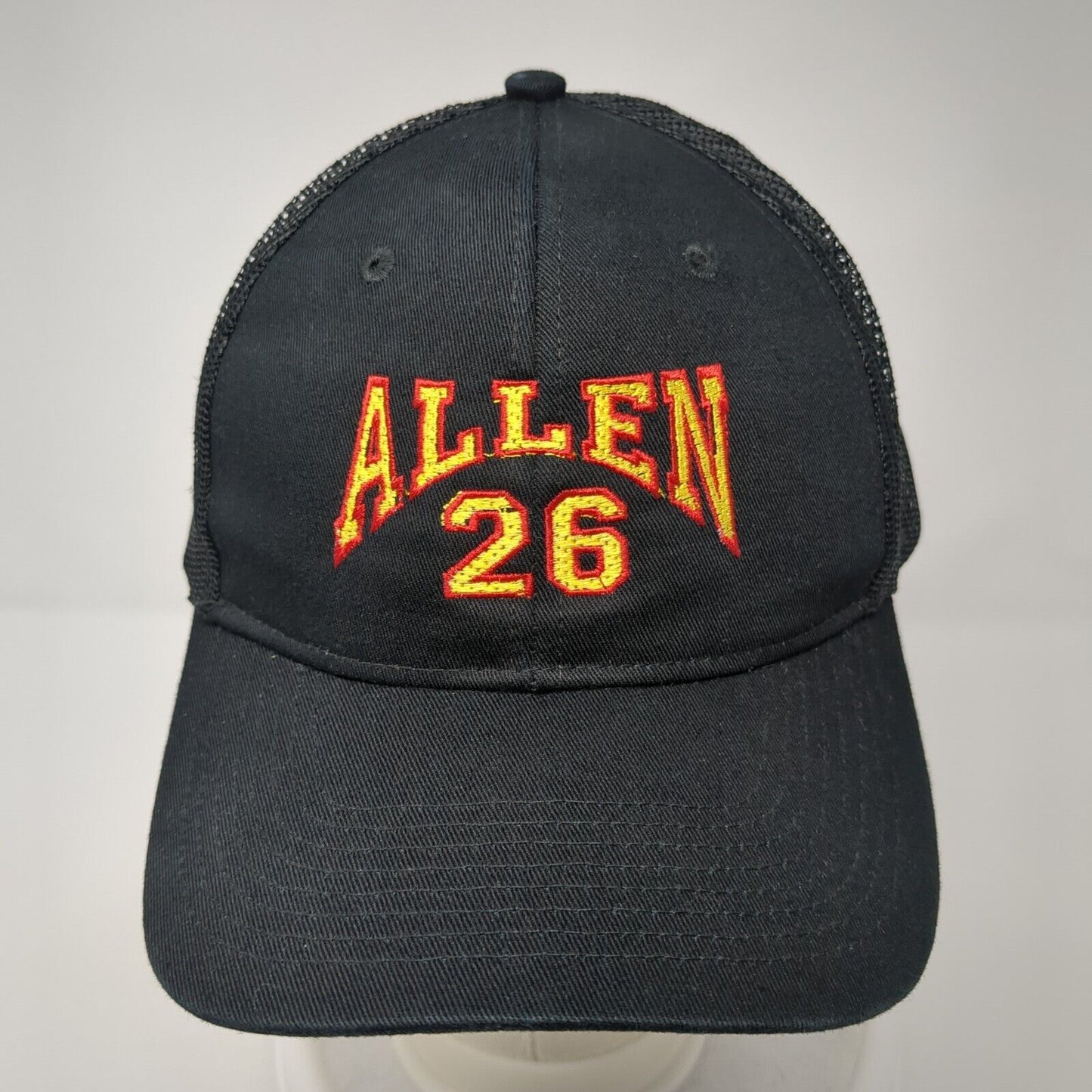 Allen 26 Snapback Trucker Hat Black One Size Adjustable Mesh Back Port Authority