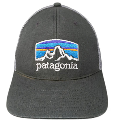 Patagonia Trucker Hat Gray One Size Mesh Snapback Fitz Roy Mountain Logo Hat