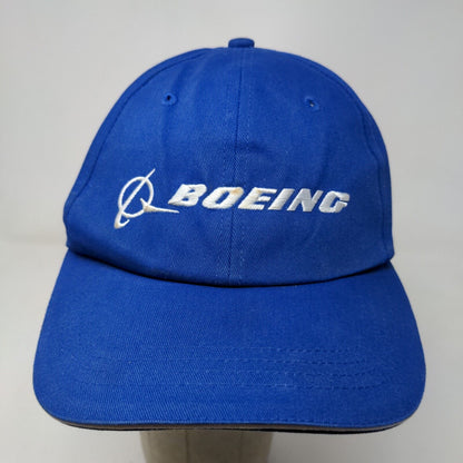 Boeing Men's Slideback Hat Blue Adjustable Embroidered Logo 100% Cotton