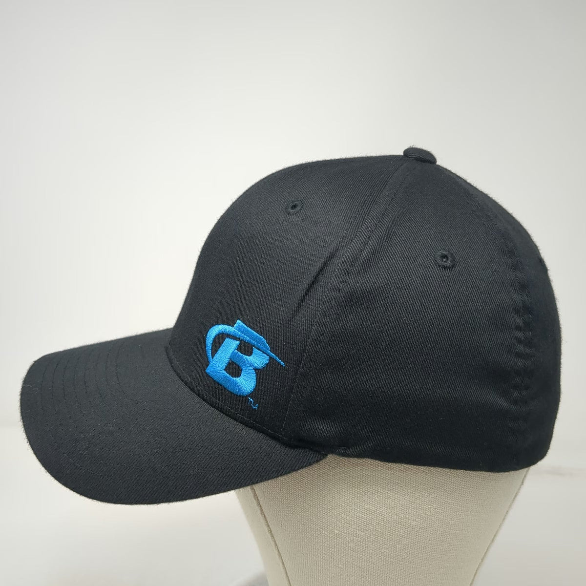Flexfit Baseball Cap Black M Bodybuilding Logo Blue Embroidery Curved Brim hat