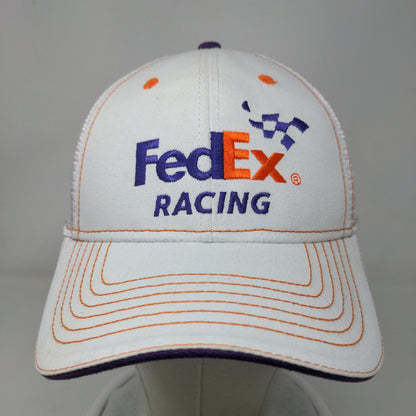 FedEx Racing Men's Snapback Mesh Back Hat White Embroidered Logo Adjustable