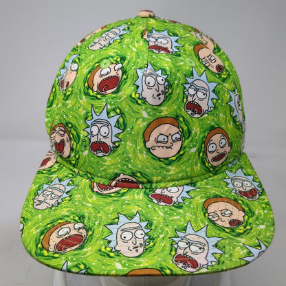 Bioworld 5 Panel Green Hat One Size Snapback Rick and Morty All Over Print Faces