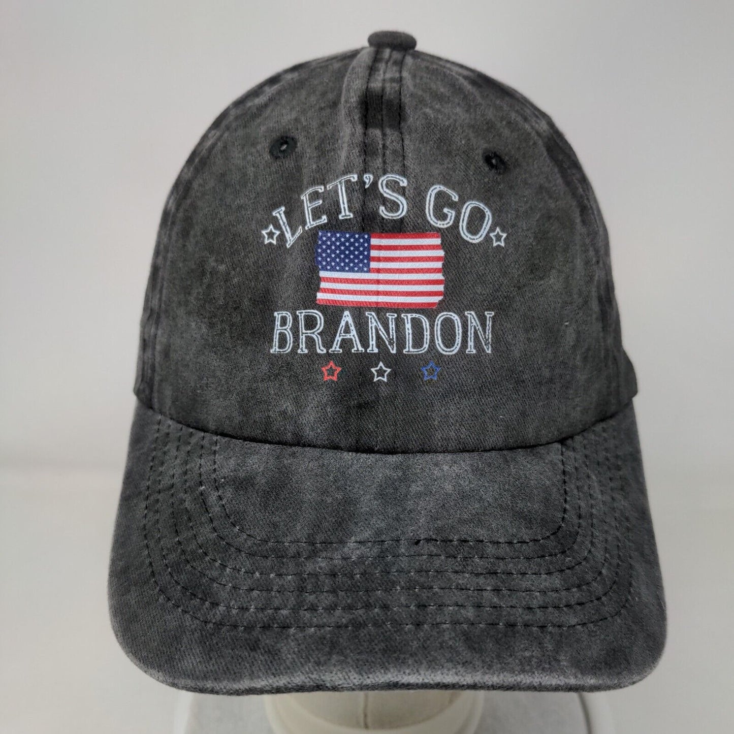 Let's Go Brandon American Flag Slideback Hat Gray One Size 6 Panel