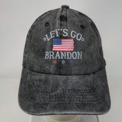 Let's Go Brandon American Flag Slideback Hat Gray One Size 6 Panel
