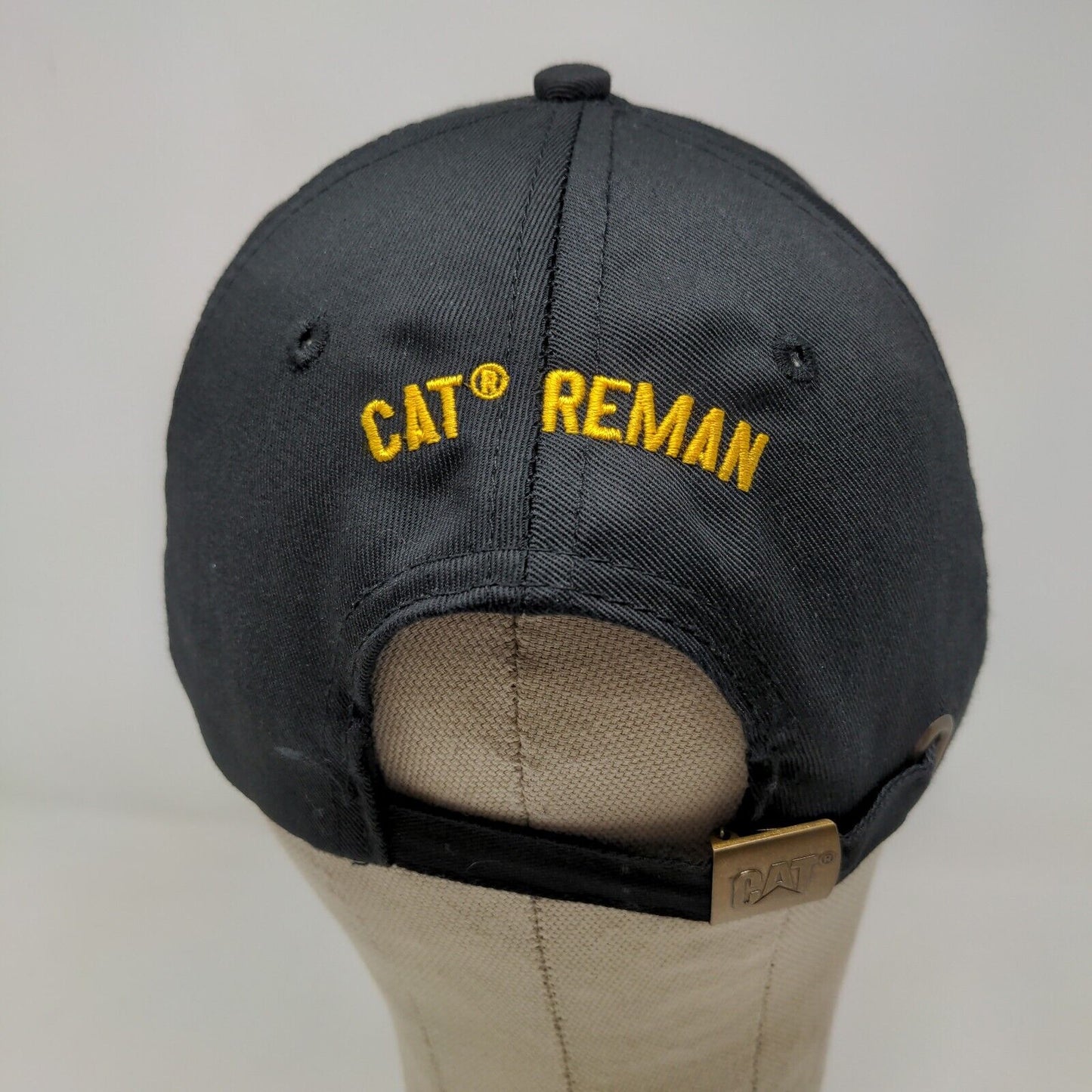 CAT Caterpillar Men's Slideback Hat Black Adjustable Embroidered Logo PolyCotton