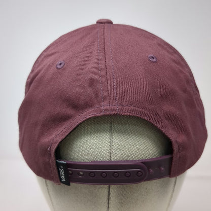Vans 5 Panel Red Hat One Size Snapback Embroidered Logo Flat Brim Cotton Patch