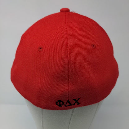 Rx Fitted Hat Red Large/XL Nu-Fit Embroidered Solid 6 Panel KC Caps