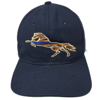 Headmaster Snapback Blue One Size Embroidered Horse Green Underbrim 6 Panel Hat