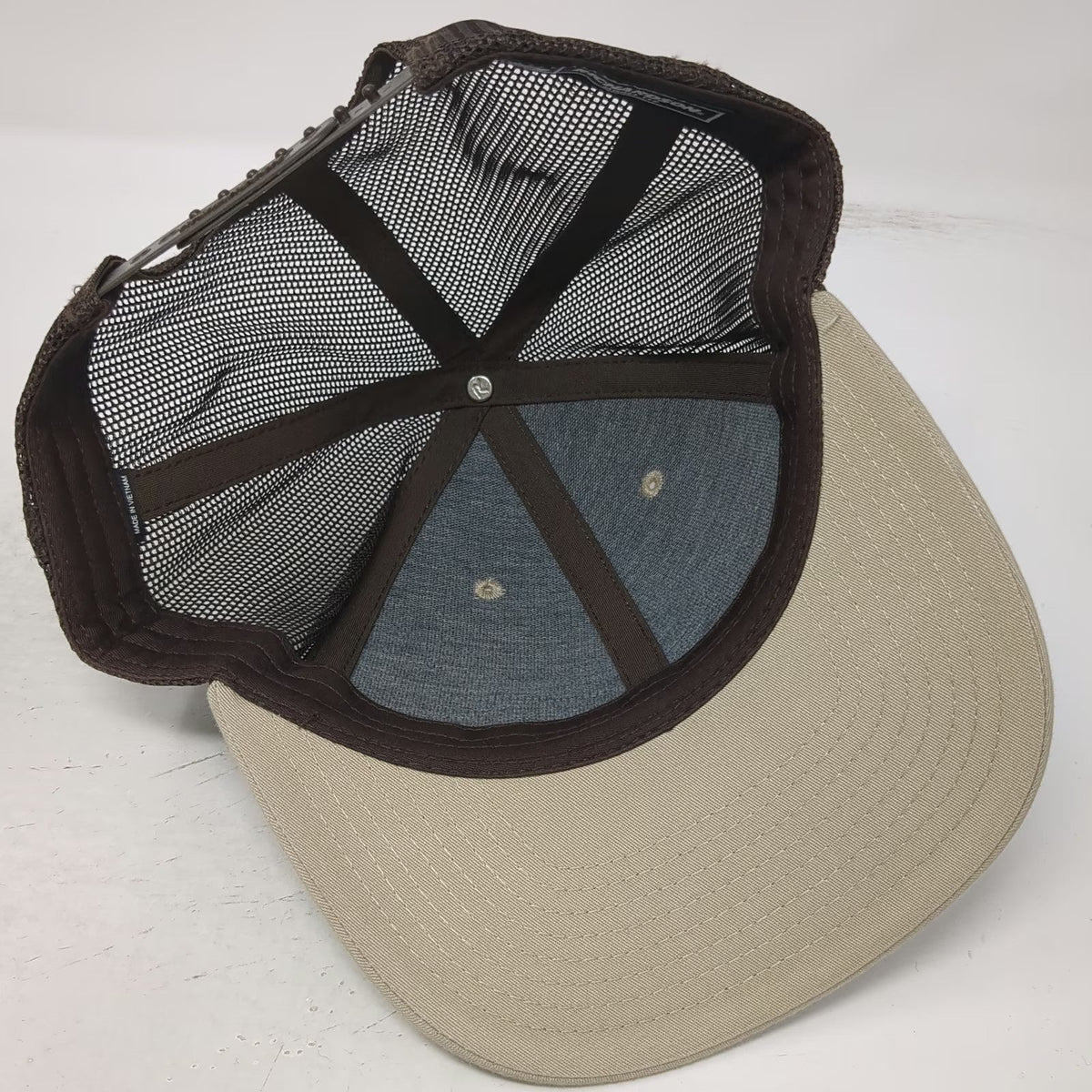 Richardson Trucker Hat Beige One Size High Mark Distillery Mountain Patch Mesh