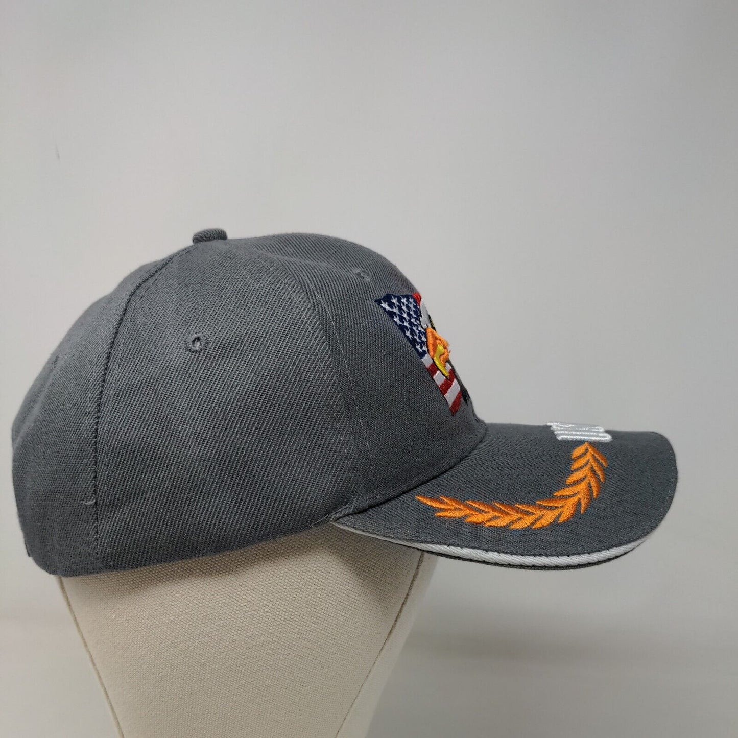 Unbranded Men's Strapback Hat Gray Adjustable Embroidered USA Eagle Patriotic