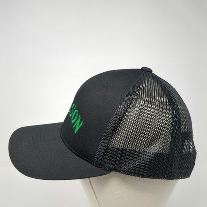 Sport-Tek Jameson Hat Black One Size Trucker Snapback Mesh Green Logo Whiskey