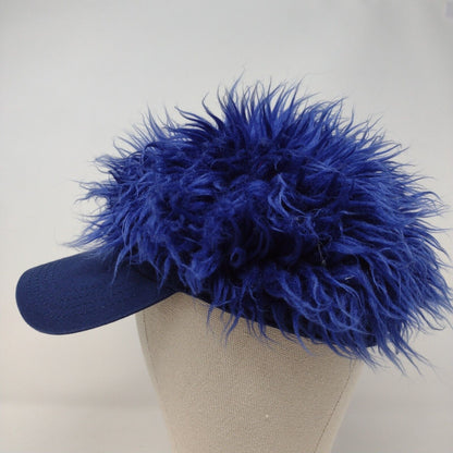 2009 Slideback Wig Cap Blue OSFA Adjustable Spiky Faux Hair Costume Hat
