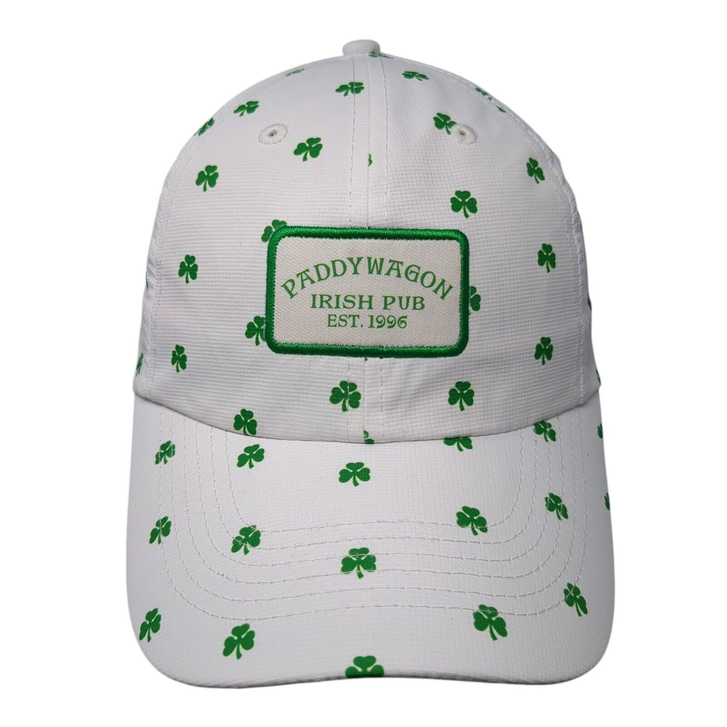 Paddy Wagon Irish Pub Est 1996 Strapback Hat White OS Adjustable Clover Imperial
