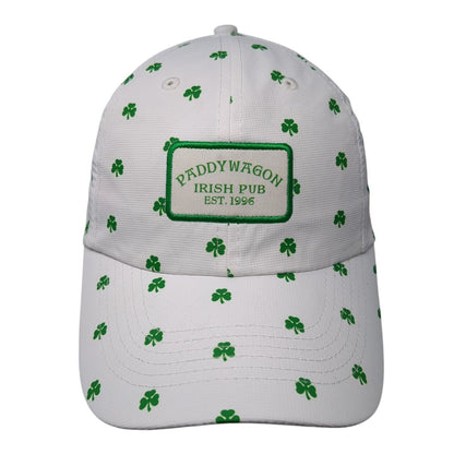 Paddy Wagon Irish Pub Est 1996 Strapback Hat White OS Adjustable Clover Imperial