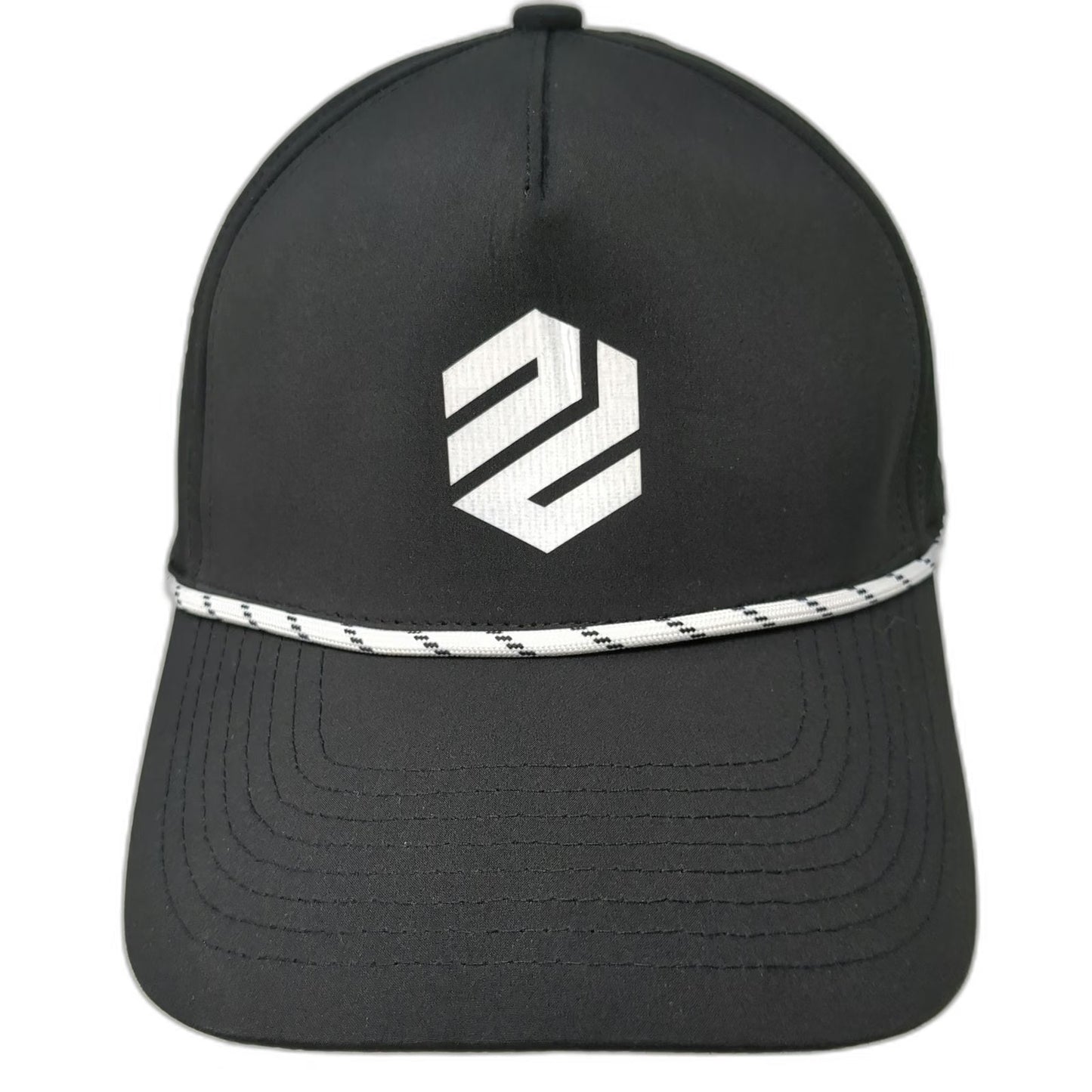UNIE Trucker Hat Black OSFM Laser Perforated Rope Snapback Performance Logo Cap