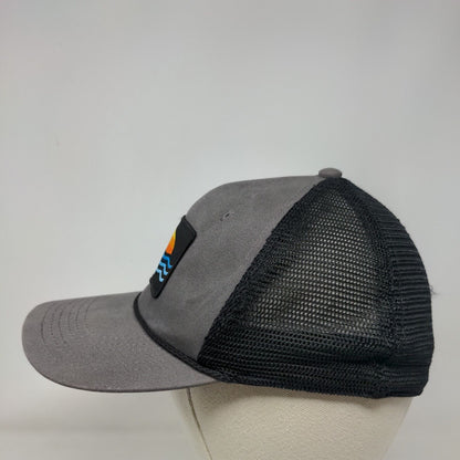 Sun Wave Patch Fitted Mesh Back Rope Trucker Hat Gray S/M Outdoor Cap