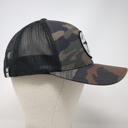 Salty Crew Trucker Hat Black One Size Camo Shark Patch Find Refuge in the Sea
