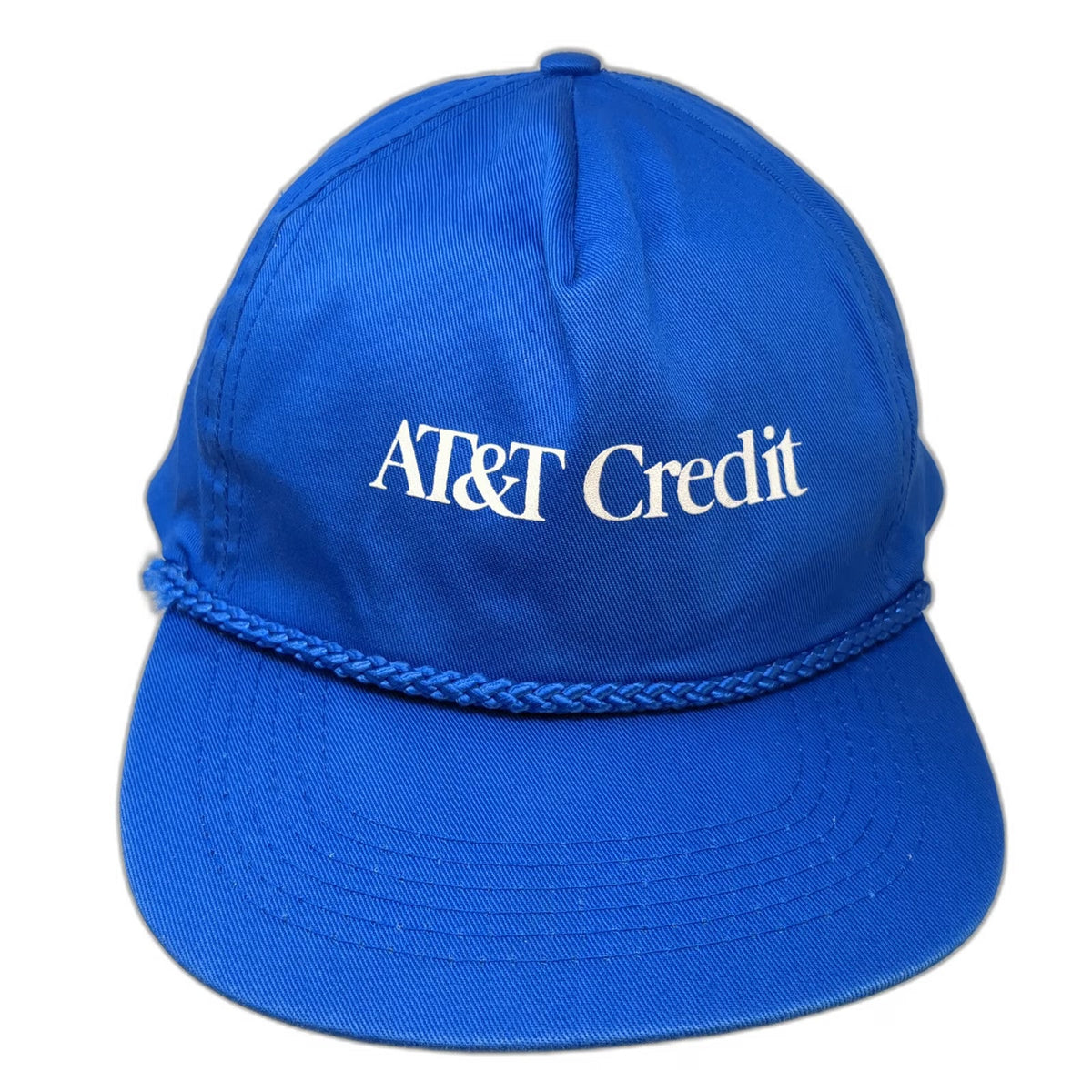 Blue 5 Panel One Size Snapback Hat AT&T Credit Rope Detail Cotton Corporate